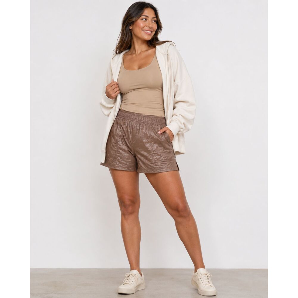 Athleta Lunar Sheen Utility High Rise Shorts Large LusterLuxe Crinkle NWT